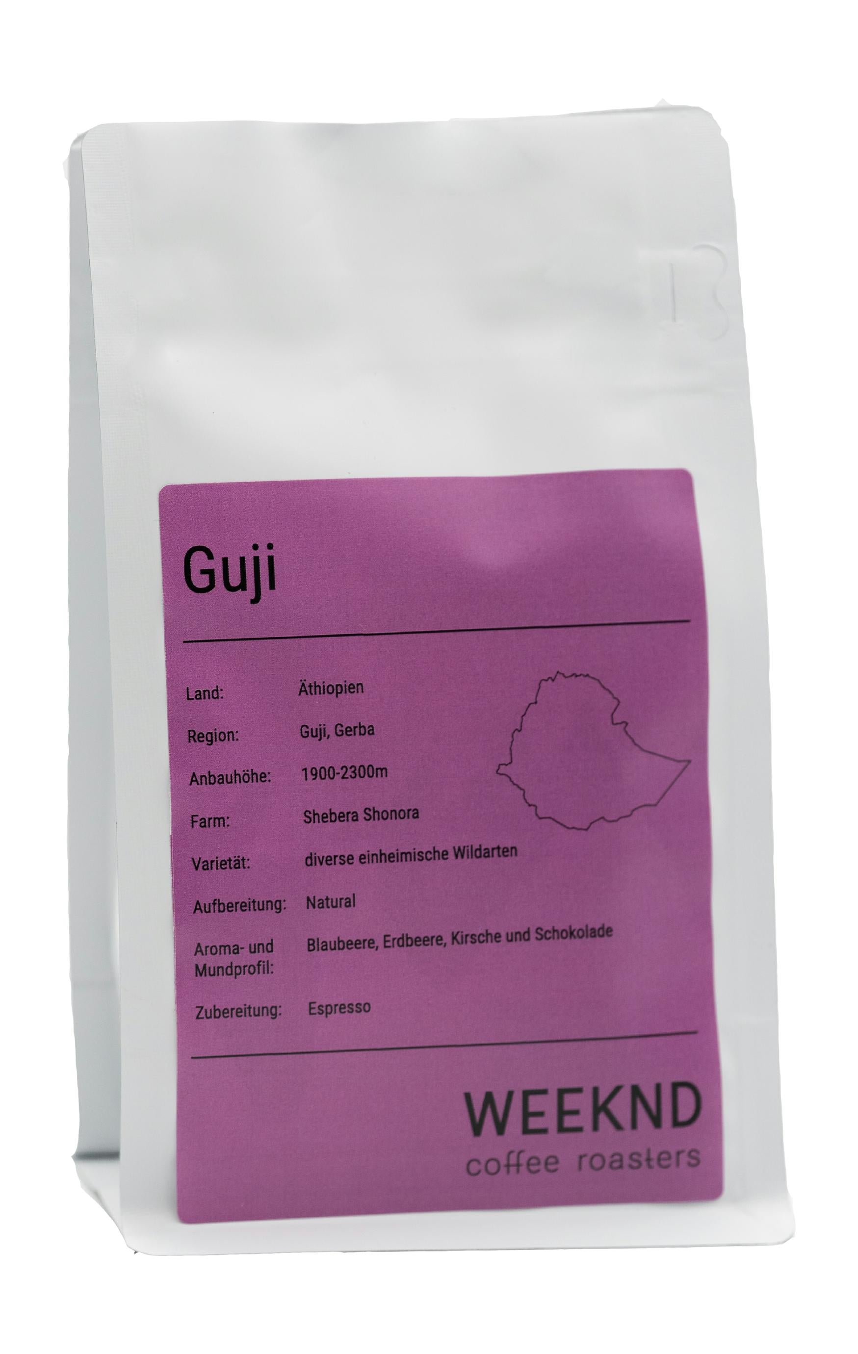 Guji, eine exklusive Kaffeesorte aus Äthiopien, bekannt für ihre fruchtigen und blumigen Noten - probiere den einzigartigen Geschmack in unserer Kaffeerösterei